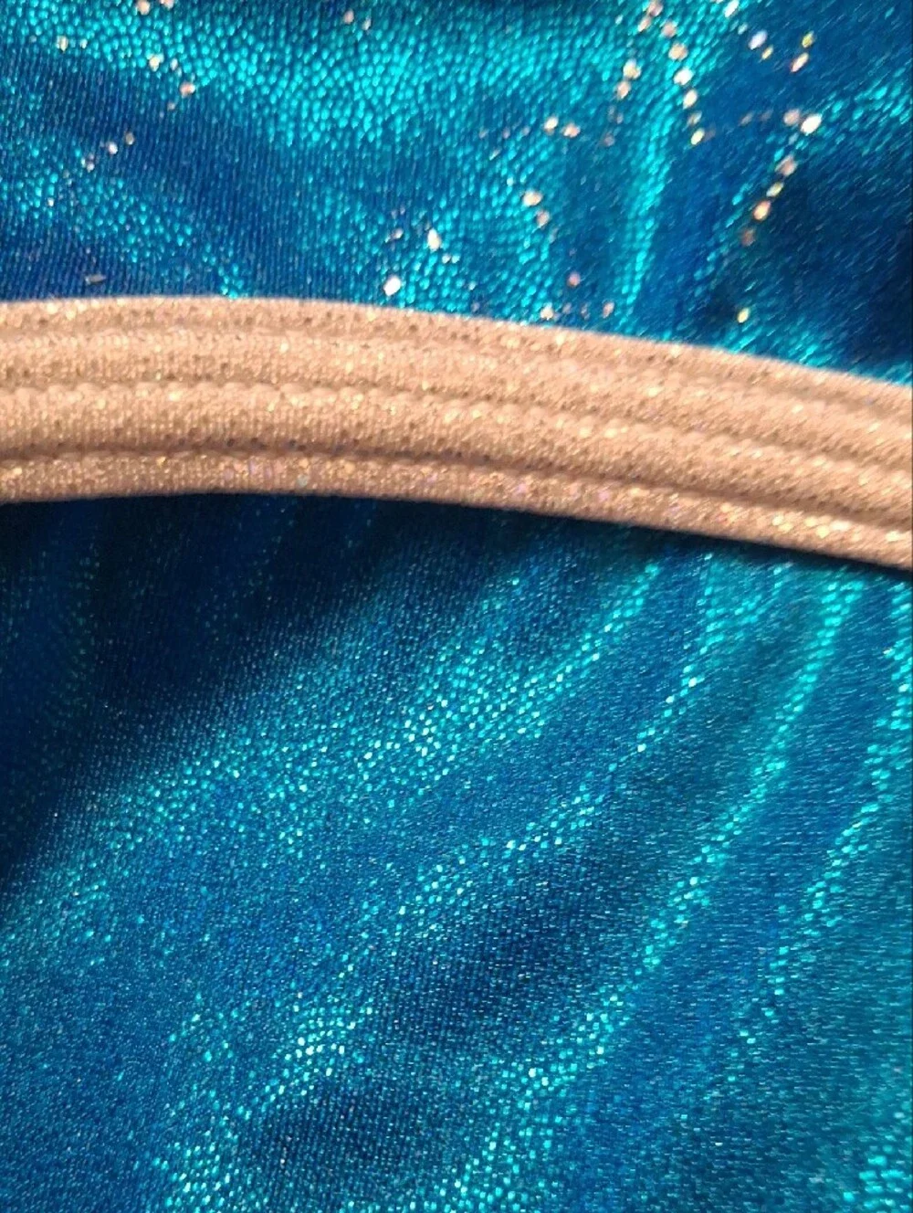 GK Shiny Teal-Blue Long Sleeve Gymnastics Leotard Size Child Medium (L)